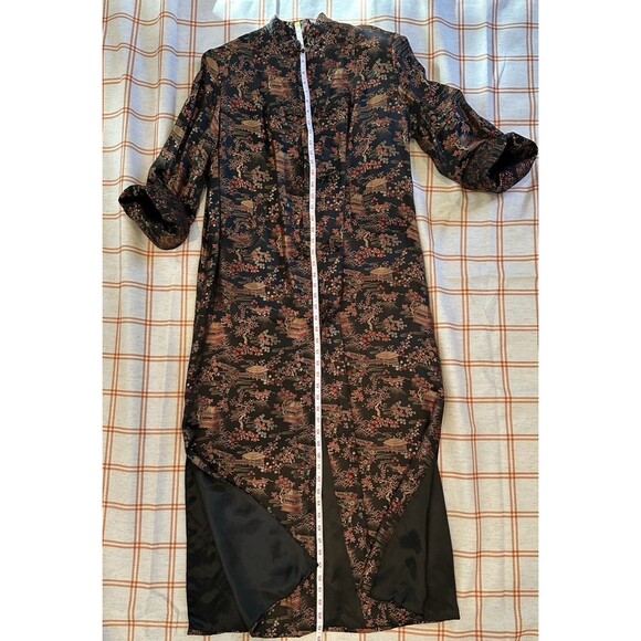Vintage Peony Shanghai Brocade Dress Robe Size 38 Qipao, Cheongsam Dress - Picture 15 of 16